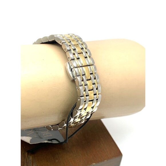 Bulova Women's Watch 98P185 Quartz Diamond Accent Black Dial Tank Two Tone Steel - Picture 9 of 13